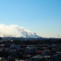船橋市スクラップ置き場火災 鎌ケ谷から撮影