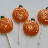 Jack-o-lantern pumpkin shaped Halloween lollipops　-コットンキャンディー味