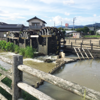 大雨からひと月、朝倉のシンボル「三連水車」が再稼働