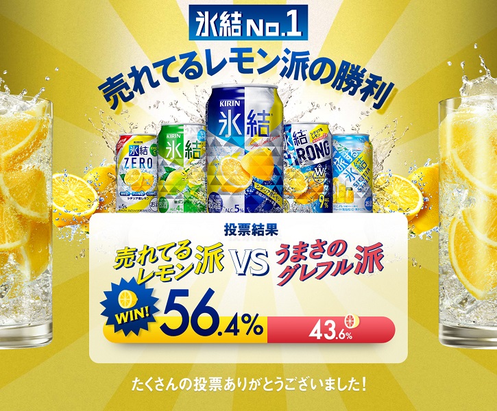 「氷結」頂上決戦！レモンVSグレフルはレモンが勝利　夏に“限定商品”が 2品も同時発売決定