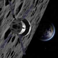 月軌道を周回するオリオン宇宙船の想像図（Image：NASA）