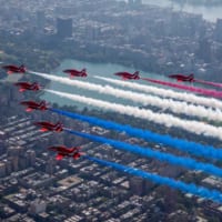 ニューヨークのセントラルパーク上空を飛行するレッドアローズ（Image：RAF Crown Copyright 2019）