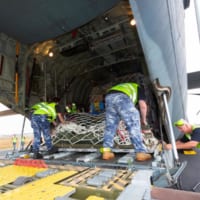 C-130Jへ支援物資を積み込む（Image：Commonwealth of Australia, Department of Defence）