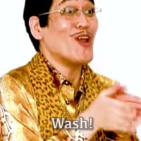 石鹸で手を綺麗に洗うピコ太郎（1）