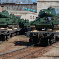 貨車に載せられ集まったT-34（Image：ロシア国防省）