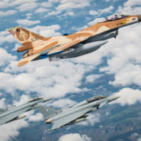 イスラエル空軍のF-16Dとドイツ空軍のユーロファイター（Image：イスラエル空軍）