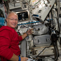 科学実験中のハーレイ宇宙飛行士（Image：NASA）