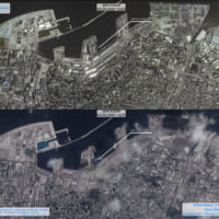 爆発事故前後のベイルート港衛星画像（Image：Roscocmos）