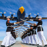 アメリカ海兵隊儀仗隊とファットアルバート（Image：USMC）