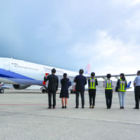 台北から久々の旅客便となったCI0154便