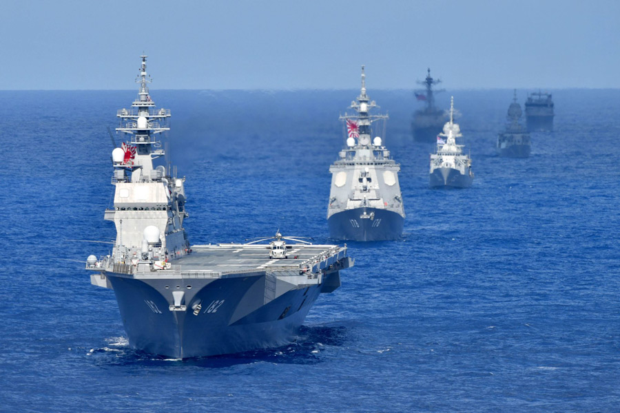 海上自衛隊の護衛艦2隻　太平洋で米韓豪との共同訓練を開始