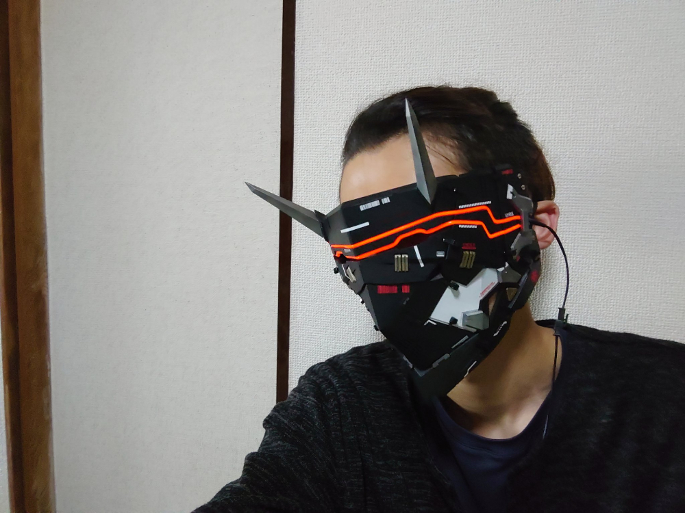 日本製 サイバーパンク風 フルフェイスマスク ミラーマスク パイプ 