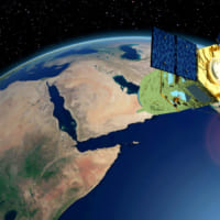 UAEの光学情報収集衛星「ファルコンアイ2」のイラスト（Image：Airbus Defence and Space）