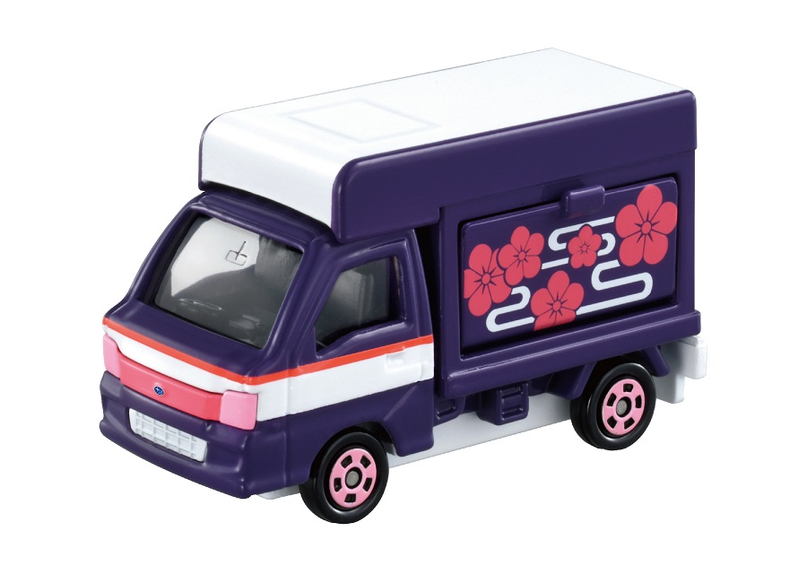 「鬼滅の刃トミカ vol.1 05 栗花落 カナヲ」は車体に花屋の移動販売車をイメージさせるSUBARU サンバーを使用。