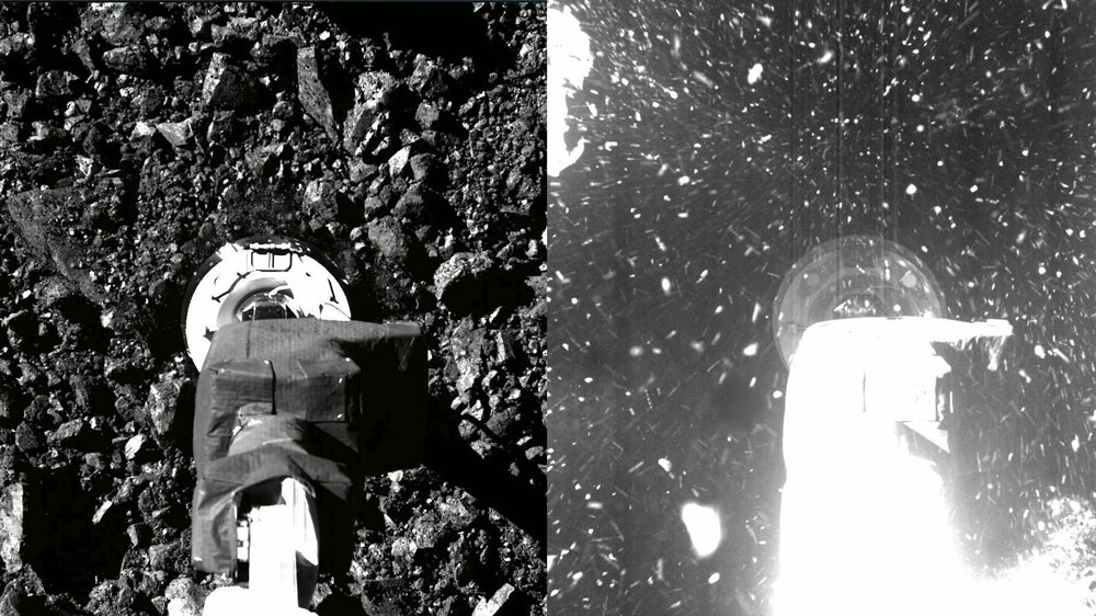 OSIRIS-RExサンプル採取の瞬間（Image：NASA／アリゾナ州立大学）