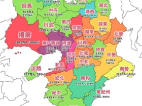 各府県を地域別に分けた人口マップが話題。