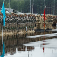 左からカザフスタン、キルギス、モンゴルの将兵（Image：ロシア国防省）