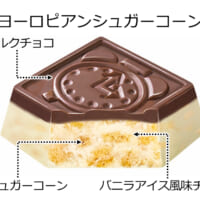 ミルクチョコとバニラアイス風味チョコの2層構造