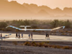 離陸するソーラー無人機ゼファーS（画像：Airbus）