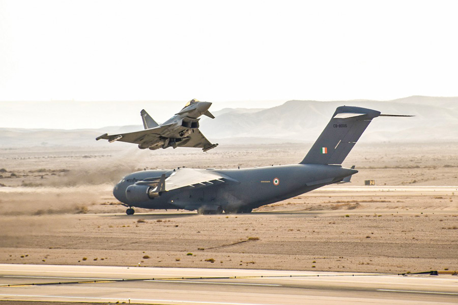 C-17とユーロファイター（画像：イスラエル空軍）
