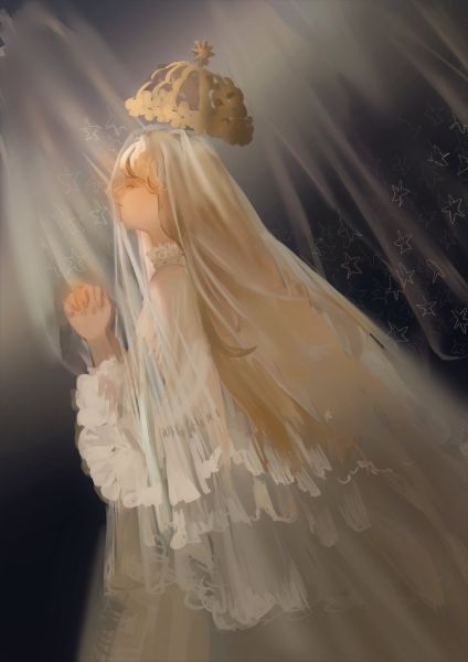 光と闇の対照的なコントラストを表現したお姫様のような女性。