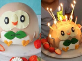 ポケモン「モクロー」の誕生日ケーキ　ろうそくを立てると衝撃の姿に