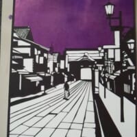 2014年の作家活動開始前に制作した長野市の仲見世通りの切り絵。