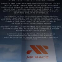 エアレース世界選手権2022年開催断念の声明