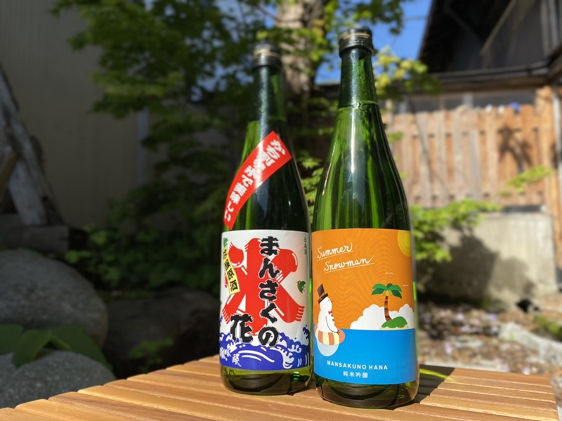 夏にロックで飲むために仕込んだ日本酒のラベルは、かき氷をイメージしたラベルになっており、人気